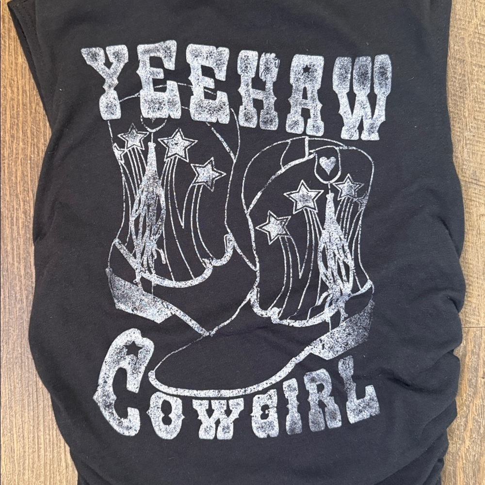Wild Fable Women’s Black 'Yeehaw Cowgirl' Graphic Rouched Tank Top Size X-Small - Picture 2 of 9